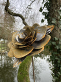 TALL RUSTY METAL LARGE ROSE FLOWER STAKE GARDEN STEEL SUPPORT