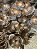 SET OF 3 COPPER EFFECT METAL FLOWER SPRAY STAKES GARDEN SUPPORTS
