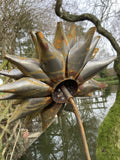 TALL RUSTY METAL LARGE DAHLIA FLOWER STAKE GARDEN STEEL SUPPORT