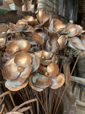 SET OF 3 COPPER EFFECT METAL FLOWER SPRAY STAKES GARDEN SUPPORTS
