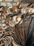 SET OF 3 COPPER EFFECT METAL FLOWER SPRAY STAKES GARDEN SUPPORTS