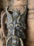 CAST IRON LARGE GOTHIC STYLE FACE PAN DOOR KNOCKER - METAL ORNAMENT