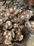 SET OF 3 COPPER EFFECT METAL FLOWER SPRAY STAKES GARDEN SUPPORTS
