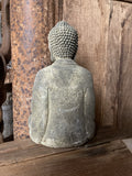ANTIQUE STYLE GREEN FINISH CAST IRON SITTING BUDDHA STATUE GARDEN ORNAMENT
