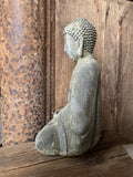 ANTIQUE STYLE GREEN FINISH CAST IRON SITTING BUDDHA STATUE GARDEN ORNAMENT
