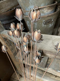 SET OF 3 COPPER EFFECT METAL FLOWER BUD SPRAY STAKES GARDEN SUPPORTS