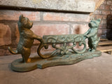 GREEN CAST IRON TERRIER DOG BOOT / SHOE SCRAPER METAL GARDEN DOORSTEP ORNAMENT