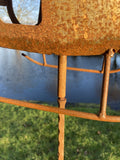 METAL GARDEN RUSTY HELICOPTER WIND SPINNER STAKE ORNAMENT
