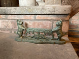 GREEN CAST IRON TERRIER DOG BOOT / SHOE SCRAPER METAL GARDEN DOORSTEP ORNAMENT