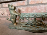 GREEN CAST IRON TERRIER DOG BOOT / SHOE SCRAPER METAL GARDEN DOORSTEP ORNAMENT