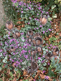 SET OF 3 COPPER EFFECT METAL FLOWER BUD SPRAY STAKES GARDEN SUPPORTS