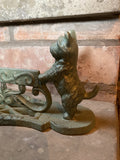 GREEN CAST IRON TERRIER DOG BOOT / SHOE SCRAPER METAL GARDEN DOORSTEP ORNAMENT