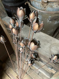 SET OF 3 COPPER EFFECT METAL FLOWER BUD SPRAY STAKES GARDEN SUPPORTS