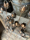 SET OF 3 COPPER EFFECT METAL FLOWER BUD SPRAY STAKES GARDEN SUPPORTS
