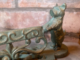 GREEN CAST IRON TERRIER DOG BOOT / SHOE SCRAPER METAL GARDEN DOORSTEP ORNAMENT