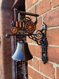 CAST IRON STEAM ENGINE - RAILWAY DOOR BELL BRACKET METAL GARDEN PLAQUE