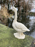 RUSTIC METAL CAST IRON WHITE GOOSE - BIRD STATUE GARDEN ORNAMENT