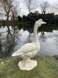 RUSTIC METAL CAST IRON WHITE GOOSE - BIRD STATUE GARDEN ORNAMENT