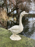 RUSTIC METAL CAST IRON WHITE GOOSE - BIRD STATUE GARDEN ORNAMENT