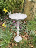 METAL CAST IRON HUMMINGBIRD FLOWER BIRD BATH / FEEDER GARDEN ORNAMENT