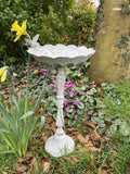 METAL CAST IRON HUMMINGBIRD FLOWER BIRD BATH / FEEDER GARDEN ORNAMENT