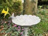 METAL CAST IRON HUMMINGBIRD FLOWER BIRD BATH / FEEDER GARDEN ORNAMENT