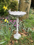 METAL CAST IRON HUMMINGBIRD FLOWER BIRD BATH / FEEDER GARDEN ORNAMENT