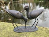 METAL CAST ALUMINIUM SAND PIPERS BIRDS STATUE GARDEN ORNAMENT