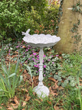 METAL CAST IRON HUMMINGBIRD FLOWER BIRD BATH / FEEDER GARDEN ORNAMENT