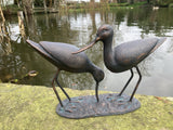 METAL CAST ALUMINIUM SAND PIPERS BIRDS STATUE GARDEN ORNAMENT