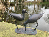METAL CAST ALUMINIUM SAND PIPERS BIRDS STATUE GARDEN ORNAMENT