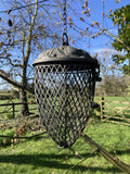 HANGING METAL ACORN SHAPED BIRD PEANUT FEEDER GARDEN ORNAMENT