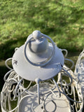 SET OF 2 SHABBY CHIC WHITE METAL HANGING GARDEN BIRD CAGES / PLANTERS
