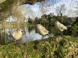SET OF 3 SMALL RESIN SPARROWS BIRD GARDEN ORNAMENTS