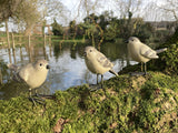 SET OF 3 SMALL RESIN SPARROWS BIRD GARDEN ORNAMENTS