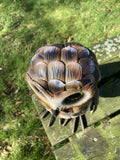 BROWN COLOURED METAL OWL BIRD STATUE GARDEN ORNAMENT
