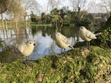 SET OF 3 SMALL RESIN SPARROWS BIRD GARDEN ORNAMENTS