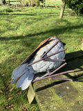 BROWN COLOURED METAL OWL BIRD STATUE GARDEN ORNAMENT