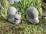 STONE GARDEN PAIR OF SMALL SNAIL ORNAMENTS STATUES