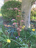 TALL BROWN METAL TOADSTOOL / MUSHROOM CLUSTER STAKE GARDEN ORNAMENT