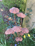 TALL BROWN METAL TOADSTOOL / MUSHROOM CLUSTER STAKE GARDEN ORNAMENT