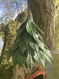COLOURED METAL HANGING LEAFY BIRD HOUSE GARDEN ORNAMENT