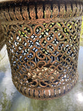 GOLD METAL HANGING LANTERN CANDLE HOLDER GARDEN / INDOOR ORNAMENT