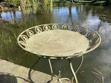 LARGE GREEN METAL JARDINIERE / TABLE PLANT STAND PLANTER GARDEN /INDOOR ORNAMENT
