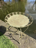 LARGE GREEN METAL JARDINIERE / TABLE PLANT STAND PLANTER GARDEN /INDOOR ORNAMENT