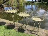 SET OF 3 GREEN METAL JARDINIERE PLANT STANDS PLANTER GARDEN / INDOOR ORNAMENTS