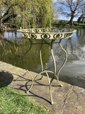 LARGE GREEN METAL JARDINIERE / TABLE PLANT STAND PLANTER GARDEN /INDOOR ORNAMENT