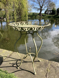 GREEN METAL JARDINIERE / TABLE PLANT STAND PLANTER GARDEN / INDOOR ORNAMENT