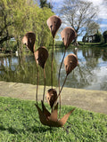 RUST EFFECT METAL CALLA LILY FLOWER STAKE GARDEN ORNAMENT