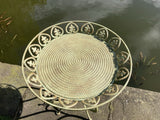 GREEN METAL JARDINIERE / TABLE PLANT STAND PLANTER GARDEN / INDOOR ORNAMENT